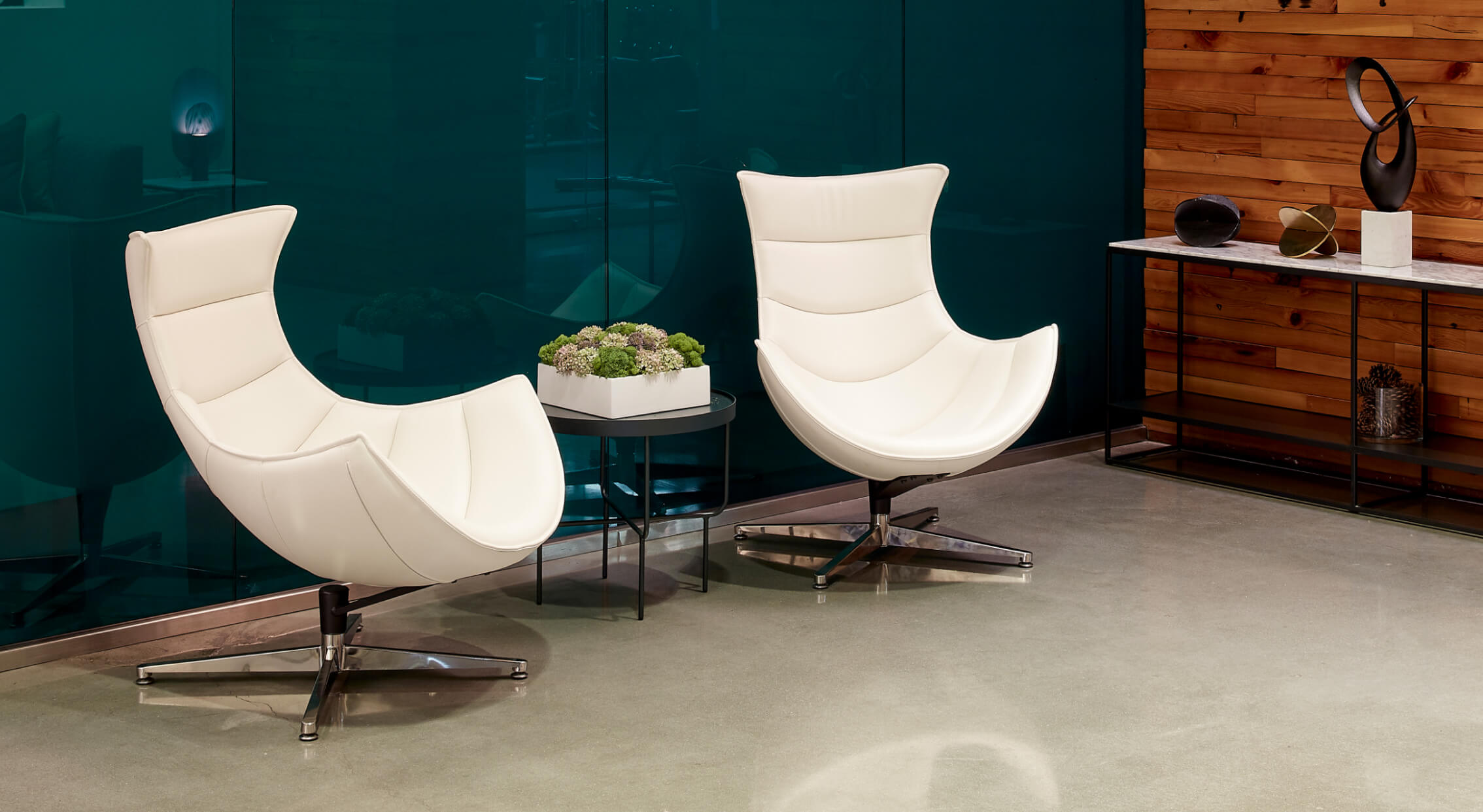 Modern Chairs with plant in lobby
