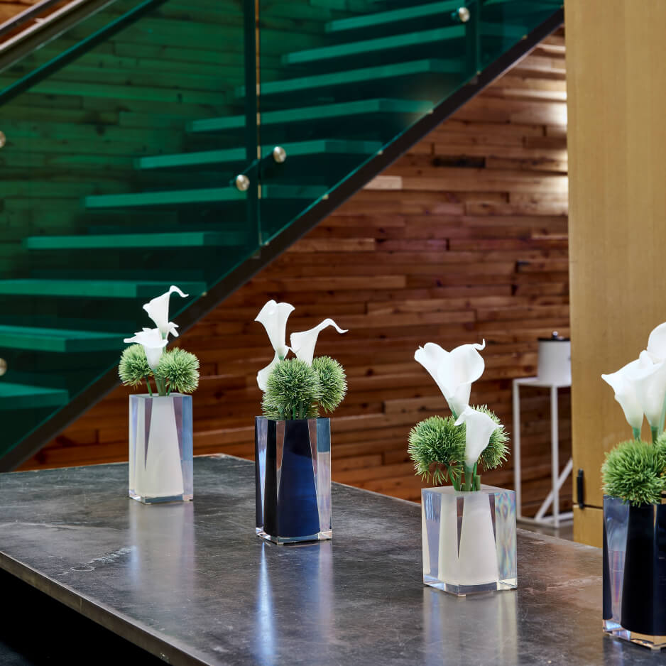 flowers on reception desk